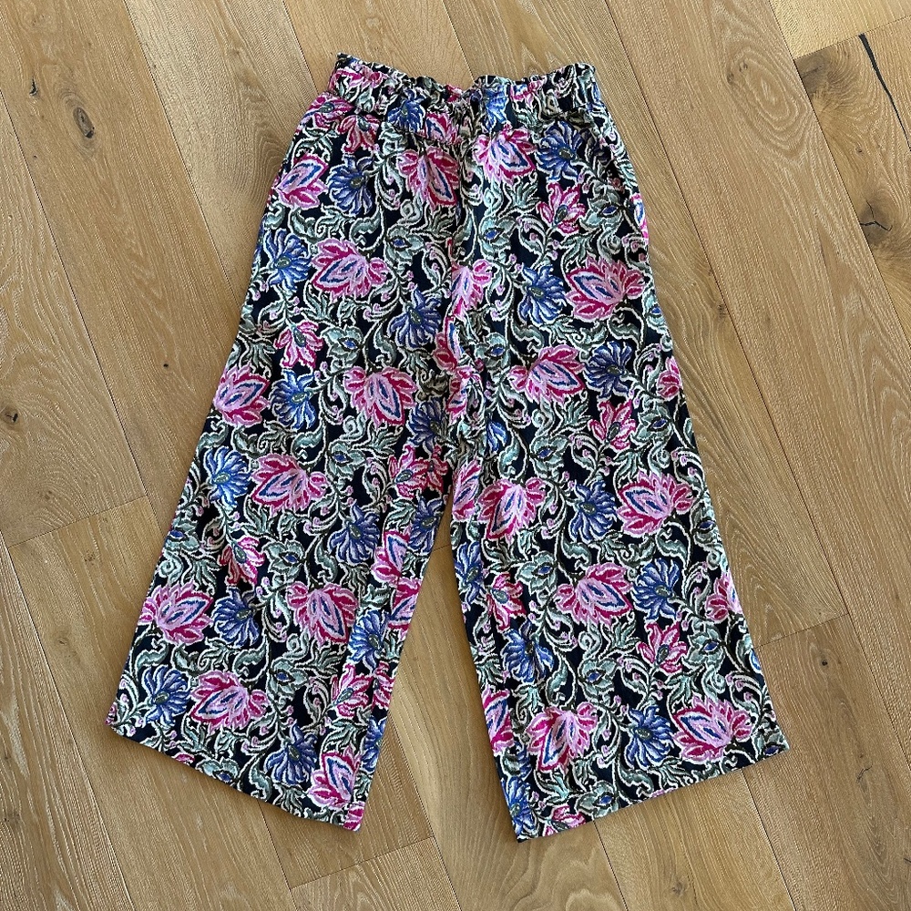 LOFT Beach Spiral Linen Wide Leg Pants